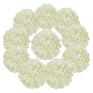20 Pack | Ivory Silk Hydrangea Heads Artificial Flowers w/ Stems Home Wedding